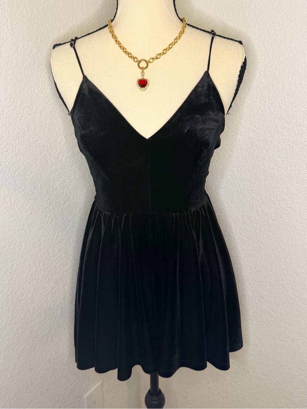 Velvet Black Spaghetti Strap Romper